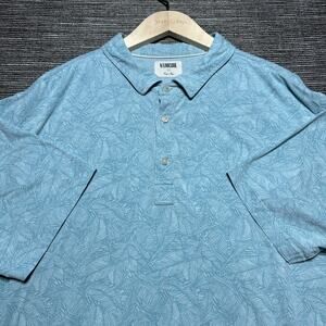 Linksoul Polo Shirt Men's XL Blue Floral Short Sleeve Tempus Fugit Golf Casual